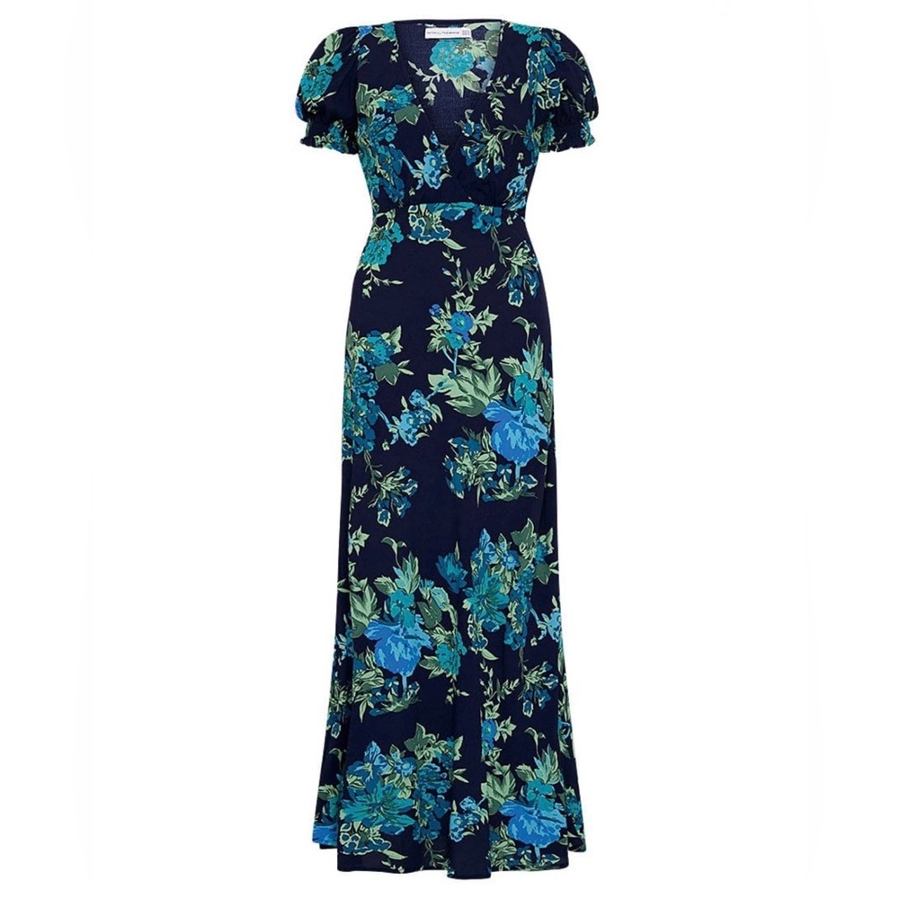 NWT FAITHFULL THE BRAND Reis Navy Blue Floral Maxi Dress Small US 4 $205 Revolve